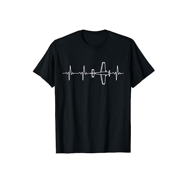 Avion pilote Heartbeat Avion RC EKG amour volant T-Shirt