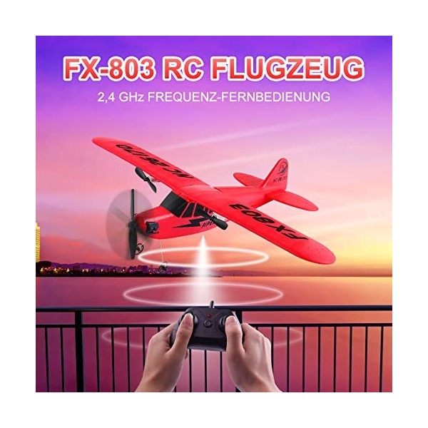 Avion radiocommandé 2 CH 2,4 GHz RC avion rtf pour débutants, enfants et adultes, jouet avion avec charge USB Rouge