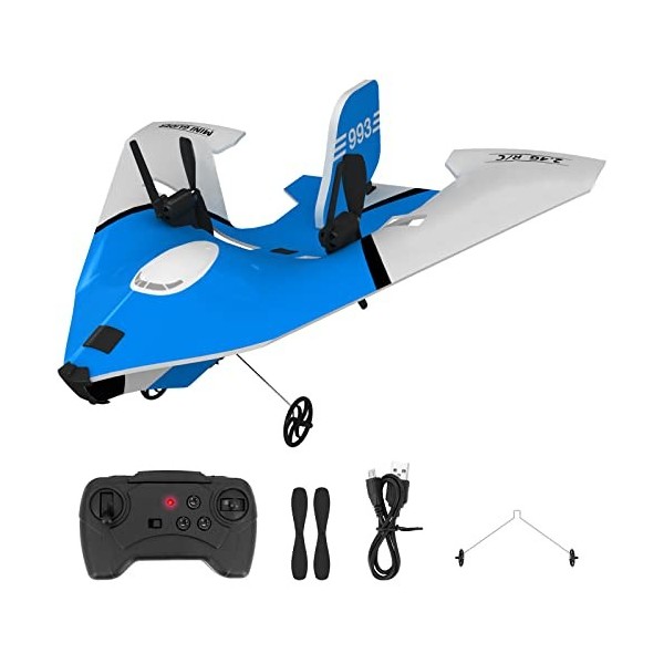 Ushining Avion Télécommandé, 2,4 GHz Avion RC Rechargeable avec Gyroscope Intégré Barre Anticollision, Matériau Léger et Dura