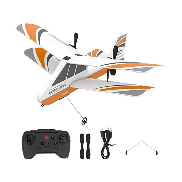 USHINING Avion Télécommandé, 2,4 GHz Avion RC Rechargeable avec Gyroscope Intégré Barre Anticollision, Matériau Léger et Dura