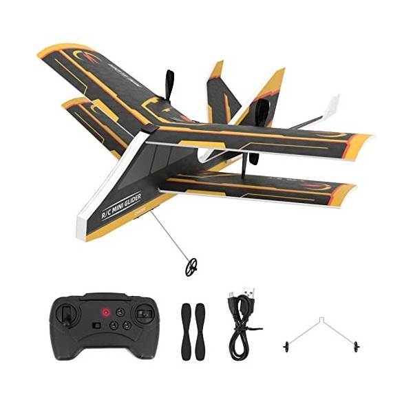 USHINING Avion Télécommandé, 2,4 GHz Avion RC Rechargeable avec Gyroscope Intégré Barre Anticollision, Matériau Léger et Dura