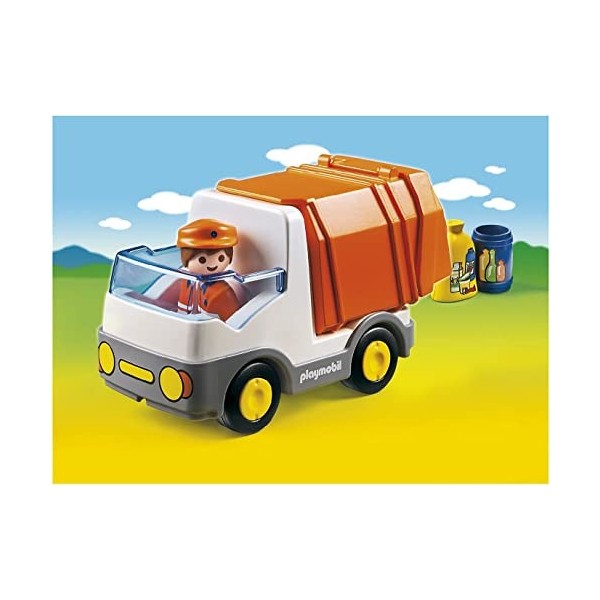 PLAYMOBIL 1.2.3 6774 Camion Poubelle - PLAYMOBIL 1.2.3 - pour Les Tout-Petits 18-36 Mois - Mes Premiers Playmobil - Apprendre