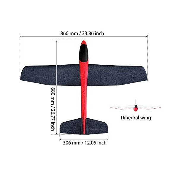 Hawk’S Work Jouet Avion en Mousse, 860mm Super Grand Planeur pour Enfants et Hobbyistes RC 2 Pack 