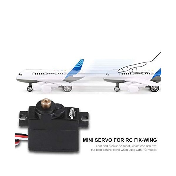 Dilwe 17g 4.8-6V Mini Servo numérique, servo Engrenage en métal pour RC Avion à Aile Fixe