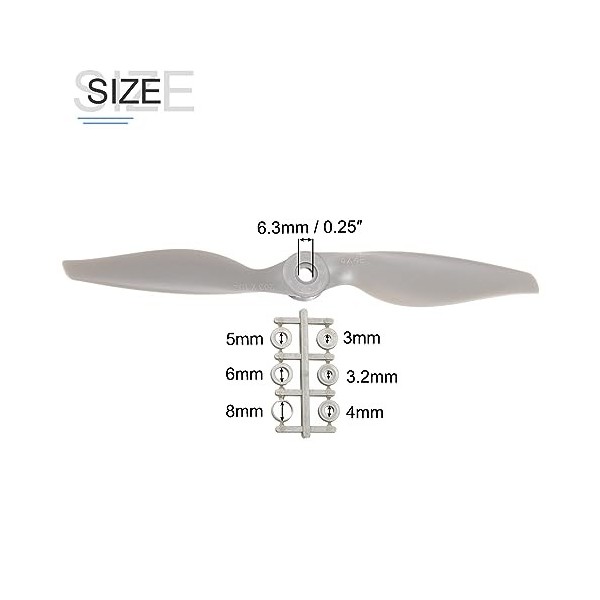 sourcing map Lot de 4 hélices télécommandées 13 x 6,5 - Gris - Avec anneaux adaptateurs pour avion électrique