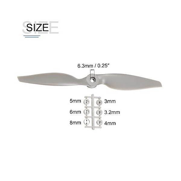 sourcing map Lot de 4 hélices télécommandées de 9 x 4,5 mm avec 2 pales dhélices grises avec anneaux adaptateurs pour avion 