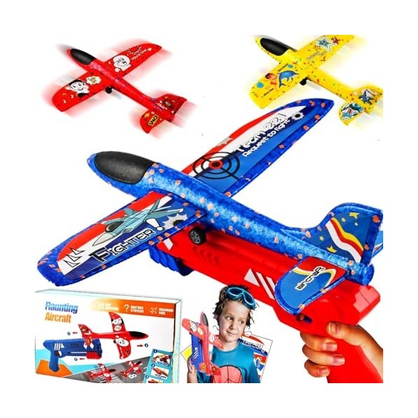 Binggunyo Avion Catapulte en Mousse, Avion Télécommandé Pistolet, Avion Jouet Planeur avec Pistolet Catapulte,Ouet Modèle Mou