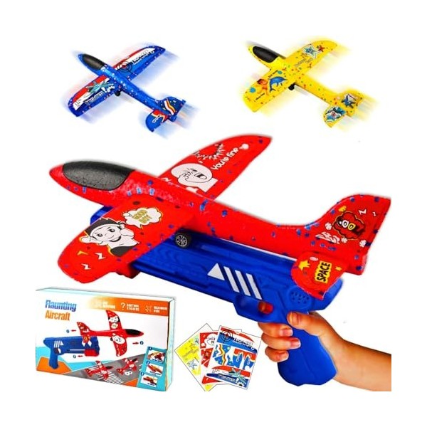 Binggunyo Avion Catapulte en Mousse, Avion Télécommandé Pistolet, Avion Jouet Planeur avec Pistolet Catapulte,Ouet Modèle Mou