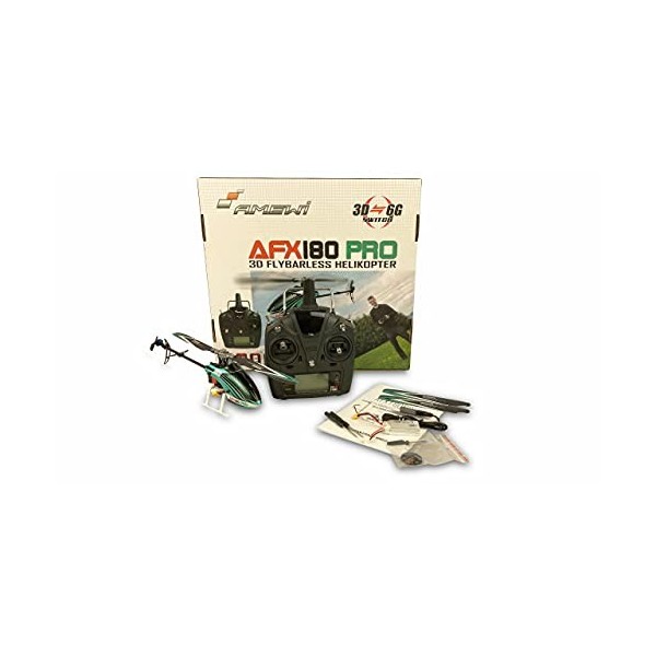 Amewi 25315 AFX180 Pro Hélicoptère 3D 6 canaux RTF 2,4 GHz 3D/6G Flybarless Vert