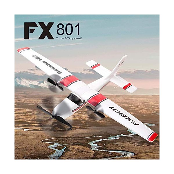 Goolsky Avion FX801 Cessna 182 2,4 GHz 2CH RC Avion extérieur pour enfants garçons avec 2 piles