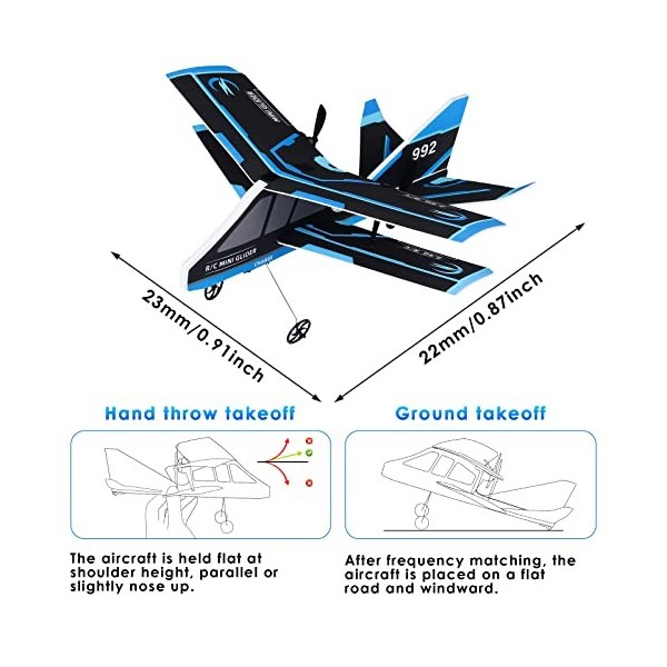 Jouet avion RC pour enfants, 2,4 GHz, rechargeable, matériau MPP, anti-chute, facile à voler, jouet pour débutants, bleu 992 