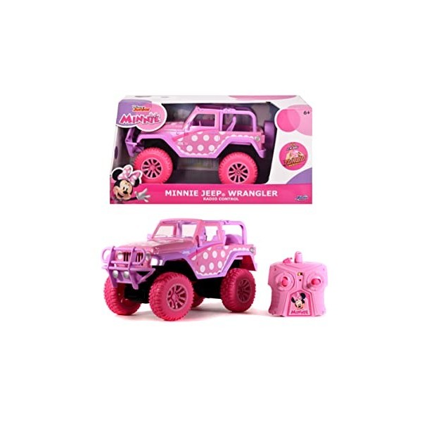 Dickie 253076000 The Minnie Mouse Télécommande Jeep Wrangler 1:24, Blanc, Rose, Violet