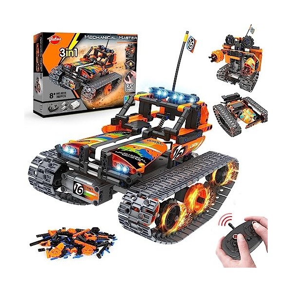 VATOS STEM Technic Le Bolide Télécommandé Jouets de Construction - 392 PCS 3 en 1 Robot Jouet de Voiture RC pour Garçons et F