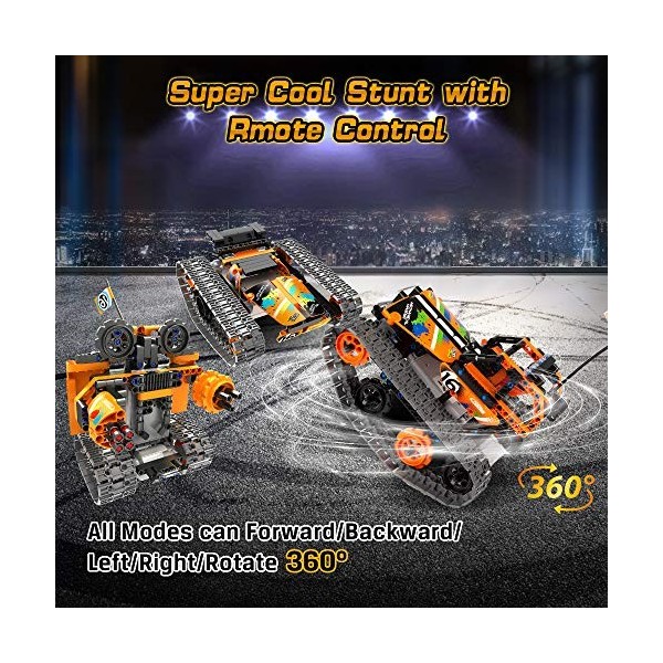 VATOS STEM Technic Le Bolide Télécommandé Jouets de Construction - 392 PCS 3 en 1 Robot Jouet de Voiture RC pour Garçons et F