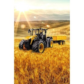Carson 500907654 1:16 RC Tracteur JCB avec remorque 2.4G 100% RTR - Véhicule télécommandé, Tracteur avec Fonctions Son et lum