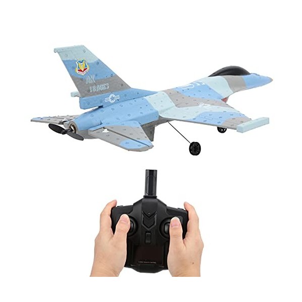 VGEBY Avion Télécommandé EPP F16 Modèle davion Planeur Télécommandé Léger Rechargeable à Voilure Fixe à 3 Canaux pour Enfant