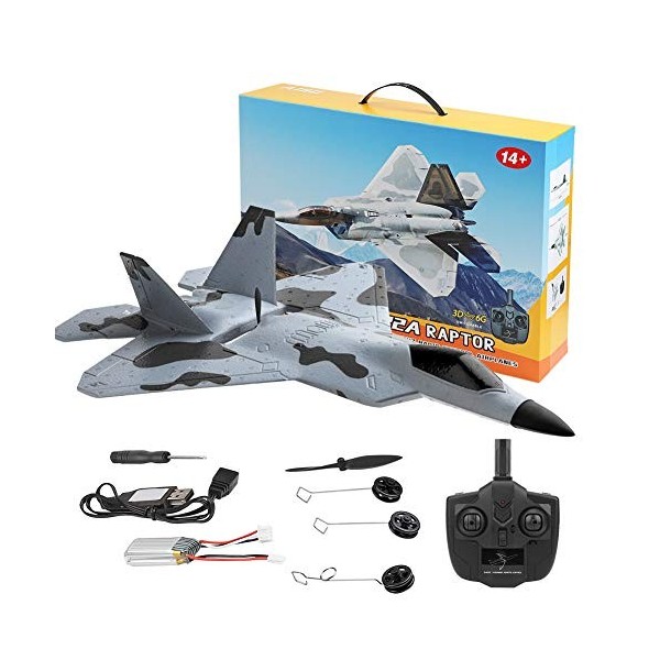 VGEBY Avion RC, Avion télécommandé A180-F22 Jouet davion 3D/6G sans balais à voilure Fixe