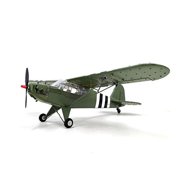 LAKIN Avion Militaire Télécommandé, 2,4 GHz RC Avion WWII Piper J-3 CUB Brushless 1/16 Modèle Davion à Voilure Fixe, Hélicopt