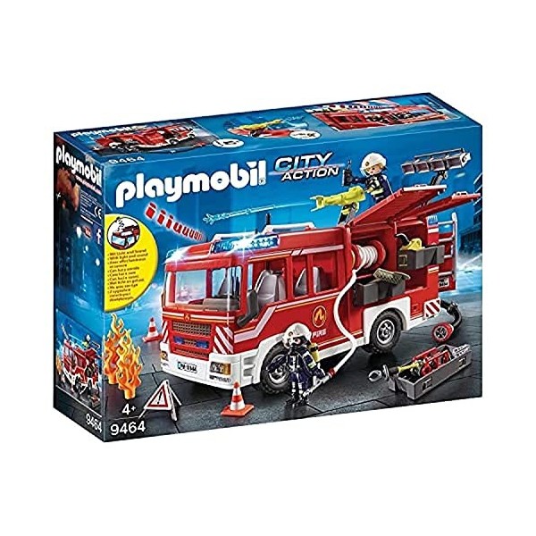 Playmobil 9464 Fourgon dintervention des Pompiers- City Action - Véhicule avec Canon à Eau Fonctionnel, Module Lumineux et s