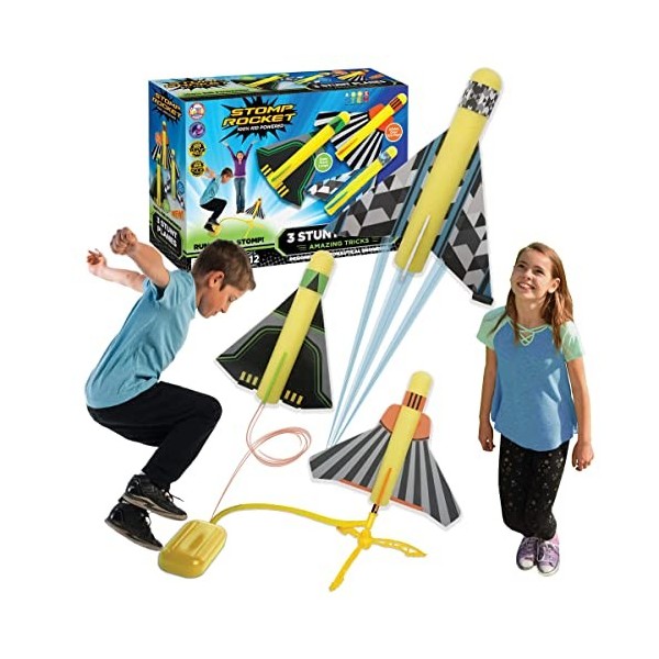 Stomp Rocket L`Original Stunt Planes Recharge - 1 Avion en Mousse Wildcat - Cadeaux STIM dextérieur pour garçons et Filles -