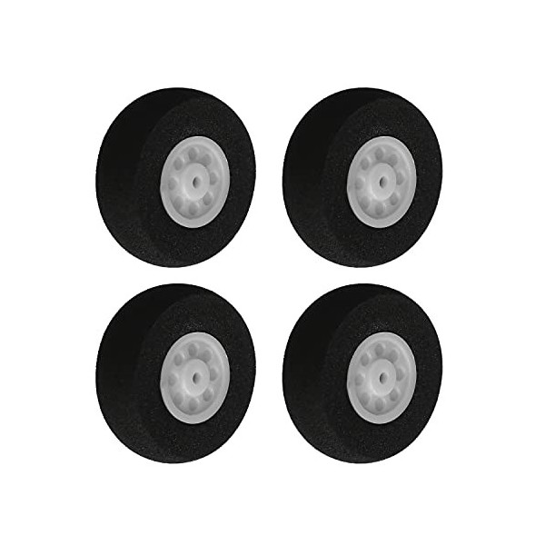 MroMax Lot de 4 roues de rechange en mousse pour avion RC - Noir et blanc - Diamètre : 25 mm