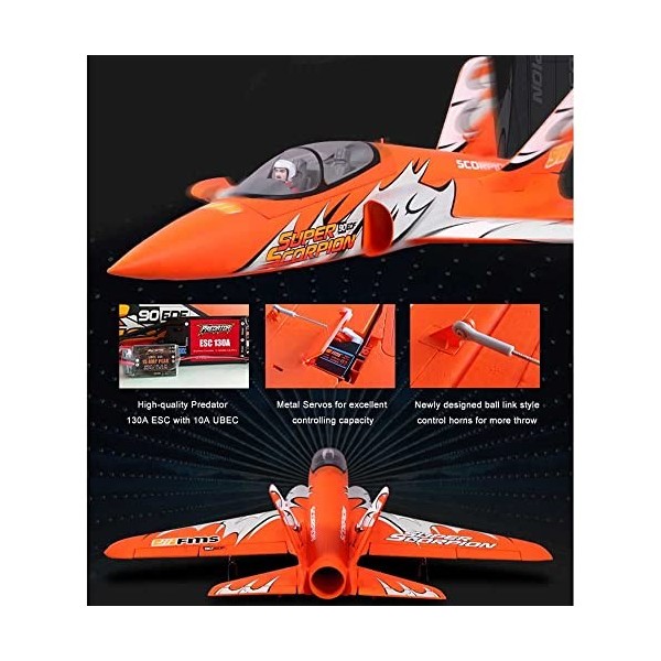 SUBECO Avion de Chasse RC 2,4 G 53 po, très Grand Avion télécommandé avec Planeur davion à Moteur 3546-KV1900 pour garçons, 