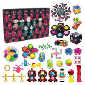 BRAINYTOYS POP Bubble Fidget Toy Set, Calendrier LAvent 2022 Jouets Squid For Garçons,24 Jours Compte À Rebours Noël Calendr