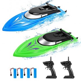 Acekid Lot de 2 télécommandés bateau RC bateau télécommande bateaux pour piscines et lacs pour enfants et adultes 2,4 GHz RC 