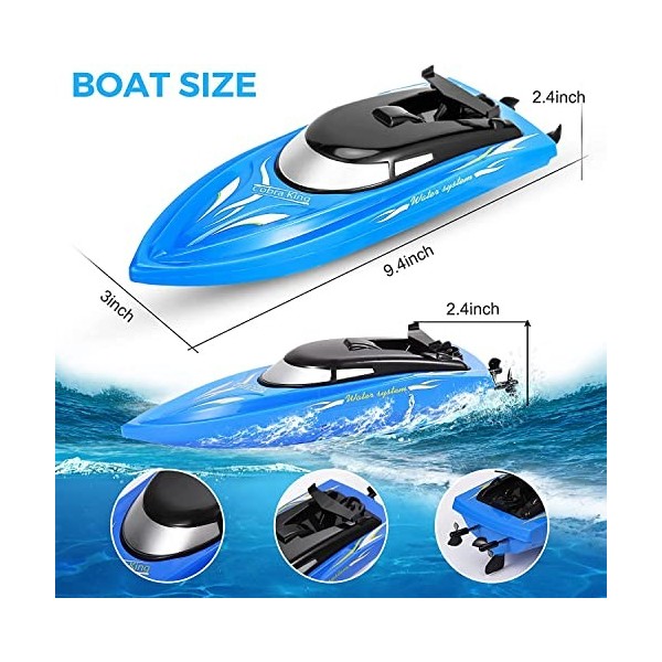 Acekid Lot de 2 télécommandés bateau RC bateau télécommande bateaux pour piscines et lacs pour enfants et adultes 2,4 GHz RC 