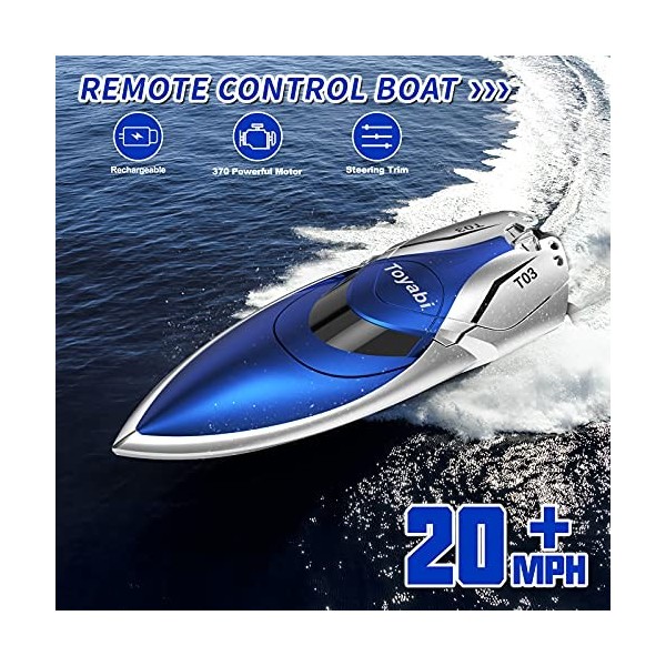 GizmoVine RC Bateau Télécommande Piscines et Lacs 2,4 GHz 30KM/H Haute Vitesse RC Racing Bateau pour Adultes et Enfants avec 