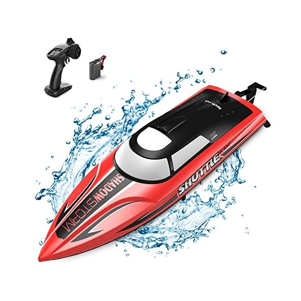 tech rc Bateau Télécommandée Electrique, Bateau Radiocommandée Etanche avec Haute Vitesse 25KM/H, 2.4HGz Bateau de Course Jou