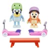 Bluey Scooter Fun Play Set: Bluey and Bingo Articulated 6cm Action Figures with 2 Scooters, 2 Helmets and Bench Official Coll