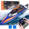 GizmoVine RC Bateau,30KM/H Bateau Telecommandé,2,4 GHz Bateau Radiocommandés Jouet,RC Racing Bateaux pour Adultes et Enfants 