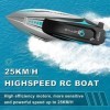 OBEST Télécommandé Bateau avec LED Lumière, 20+ km/h RC Bateau Haute Vitesse, 2.4GHz Double Hélice RC Requin Bateau avec 2 Ba