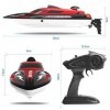 kuman RC Bateau de Course à Grande Vitesse 25km/h Jouet Télécommande Imperméable Orientation Préscise à 180°2.4GHz LCD Affich