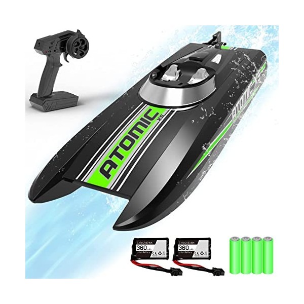 VOLANTEXRC Bateau Télécommande 2.4GHz Télécommande RC Ship 20MPH Bateau de Course à Grande Vitesse avec 2 Piles Rechargeables