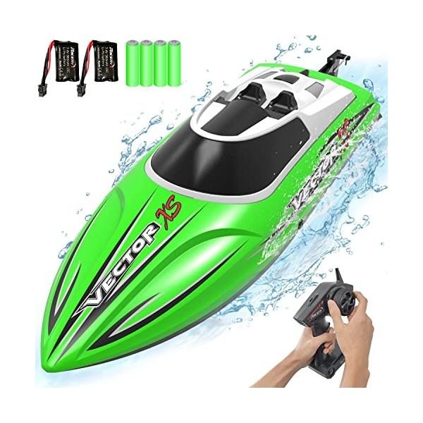 VOLANTEXRC Bateau Télécommande 2.4GHz Télécommande RC Ship 20MPH Bateau de Course à Grande Vitesse avec 2 Piles Rechargeables