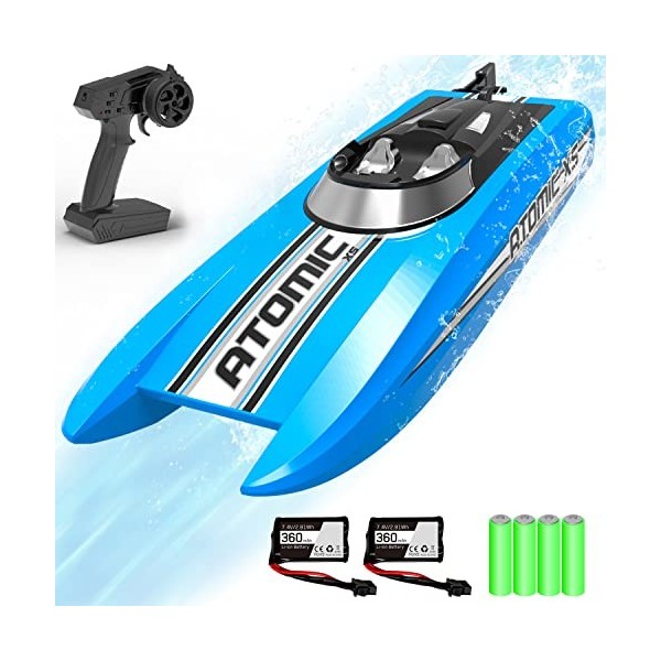 VOLANTEXRC Bateau Télécommande 2.4GHz Télécommande RC Ship 20MPH Bateau de Course à Grande Vitesse avec 2 Piles Rechargeables