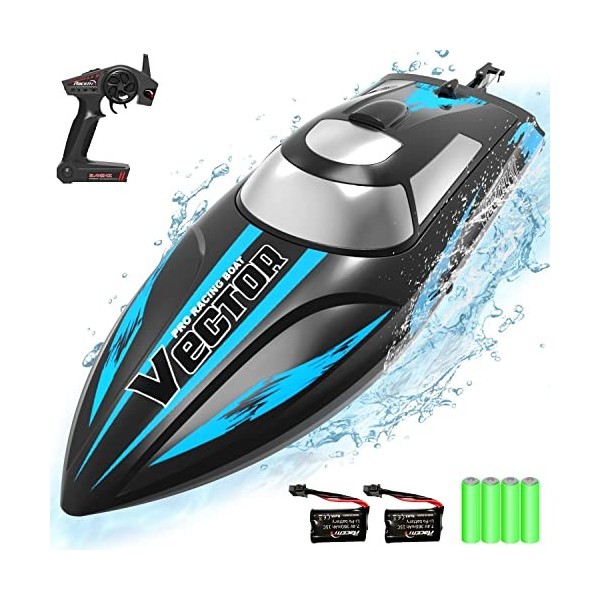 VOLANTEXRC Bateau Télécommande 2.4GHz Télécommande RC Ship 20MPH Bateau de Course à Grande Vitesse avec 2 Piles Rechargeables