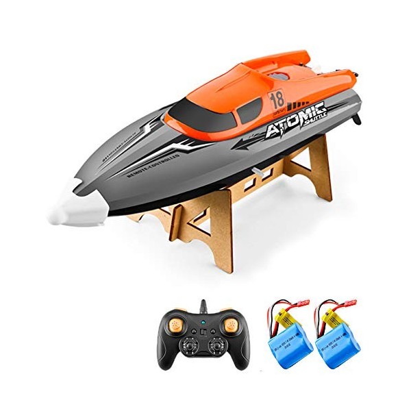 Goolsky Bateau RC 30 km/h IPV7 Étanche 2,4 GHz 4 Canaux Bateau de Course pour Enfants Adultes