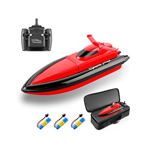 Goolsky Bateaux télécommandés 2,4 G 20 km/h RC Bateau jouet cadeau pour enfants adultes garçons filles avec sac