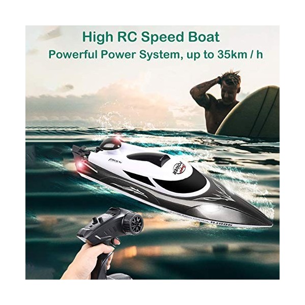 HONGXUNJIE RC Bateau Bateaux Radiocommandés,Bateaux de Course télécommandés pour piscines et Lacs étang Jardin 2,4 GHz Haute 