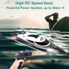 HONGXUNJIE RC Bateau Bateaux Radiocommandés,Bateaux de Course télécommandés pour piscines et Lacs étang Jardin 2,4 GHz Haute 