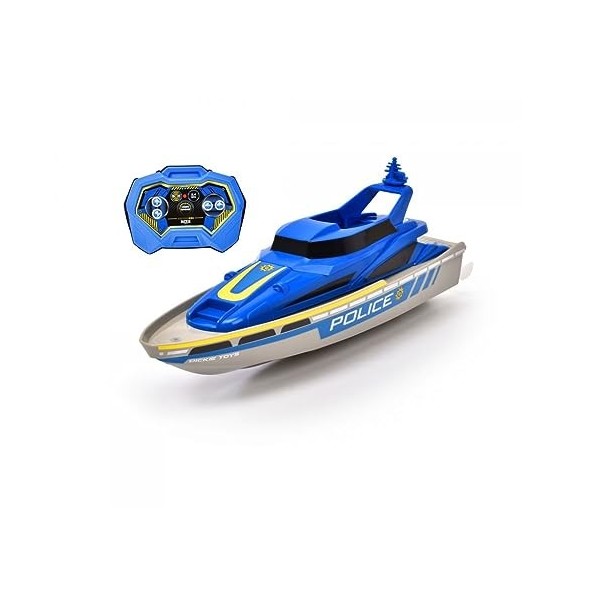 Dickie Toys - Bateau de Police RC - Bateau télécommandé en Forme de Police à partir de 6 Ans, Bateau avec télécommande et Pil