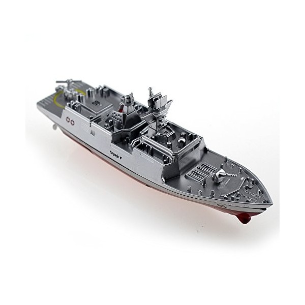 Tipmant RC Militaire Modèle de Navire Ship Bateau à Télécommande Speedboat Yacht Electric Water Toy pour Enfants Argenté 