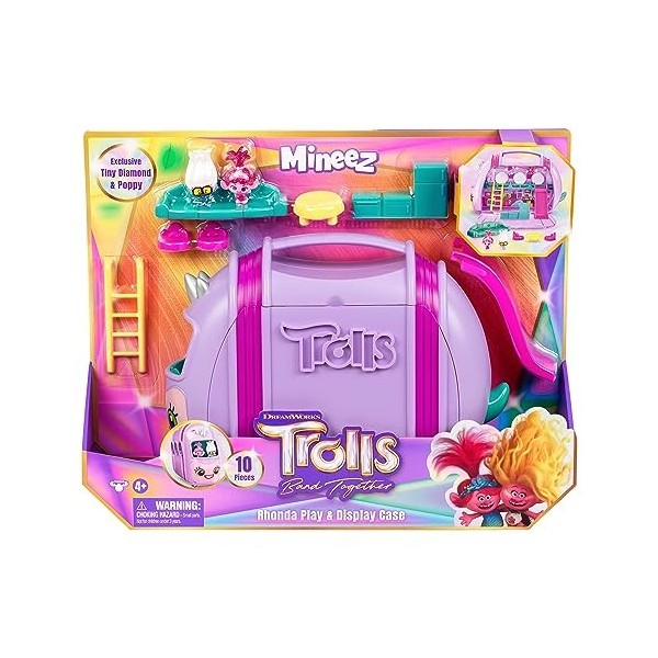 Trolls 3 DreamWorks-Coffret Rhonda Jouer et Exposer de 10 Figurines Mineez, 24306, Multicolore