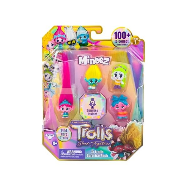 Trolls 3 DreamWorks-Coffret de 5 Figurines Mineez, 24304, Multicolore