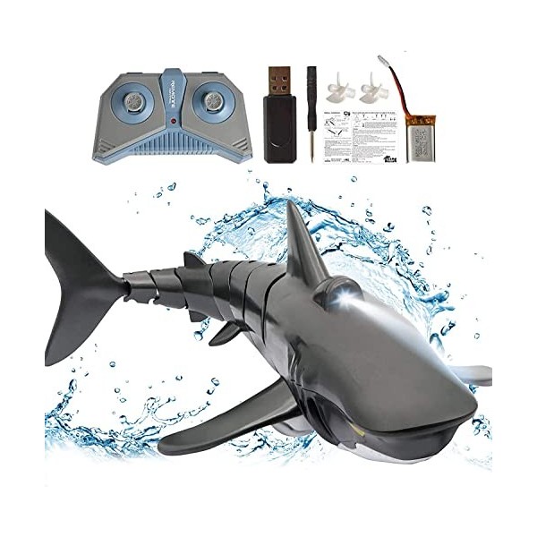 OBEST 2.4 GHz Jouets RC Requin Flexibles, Noir Bateau télécommande, Requin Speedboat, électrique contrôle Simulation Shark To