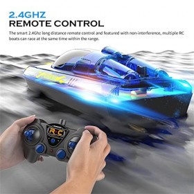 Bateaux RC pour piscines, Bateaux à Grande Vitesse RC 20 MPH avec lumière LED, Cadeaux danniversaire de Bateaux télécommandé