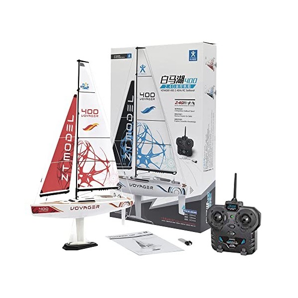 PLAYSTEM Voyager 400 RC Controlled Wind Powered Sailboat in Blue - 21" Tall